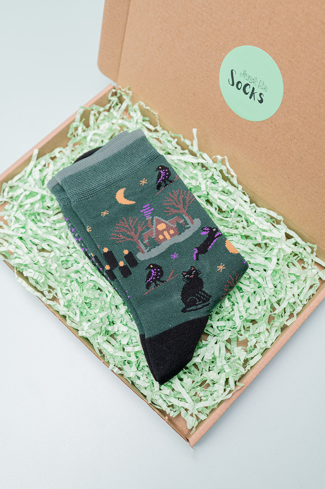 Witchy Cabin Women's Bamboo Socks in Forest Green