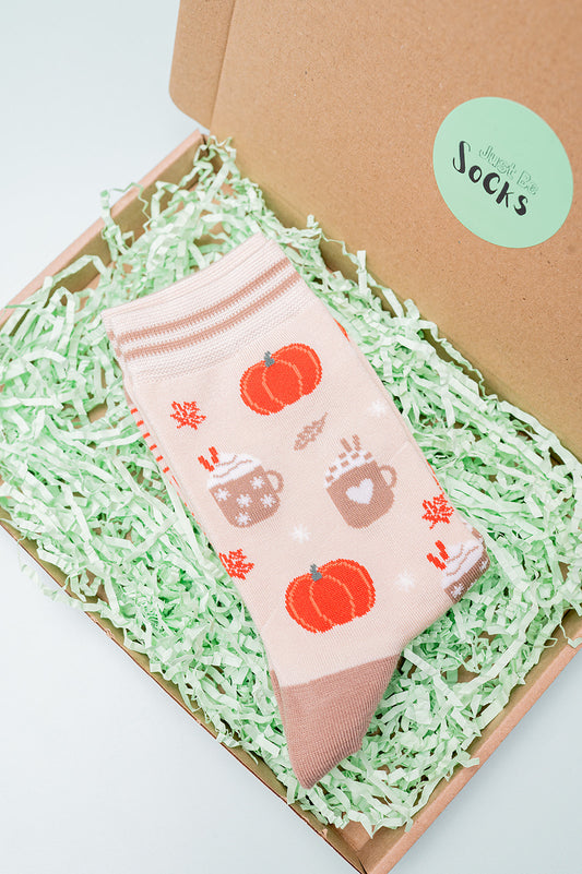 Pumpkin Spice Women's Bamboo Socks in Cream