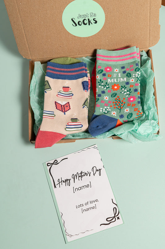 Books & Best Mum Mothers Day bamboo socks letterbox giftbox