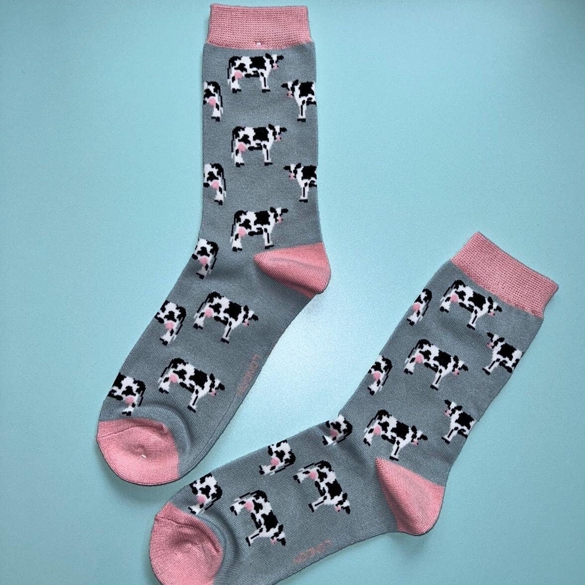 Cows Bamboo Socks Blue | size 4-7