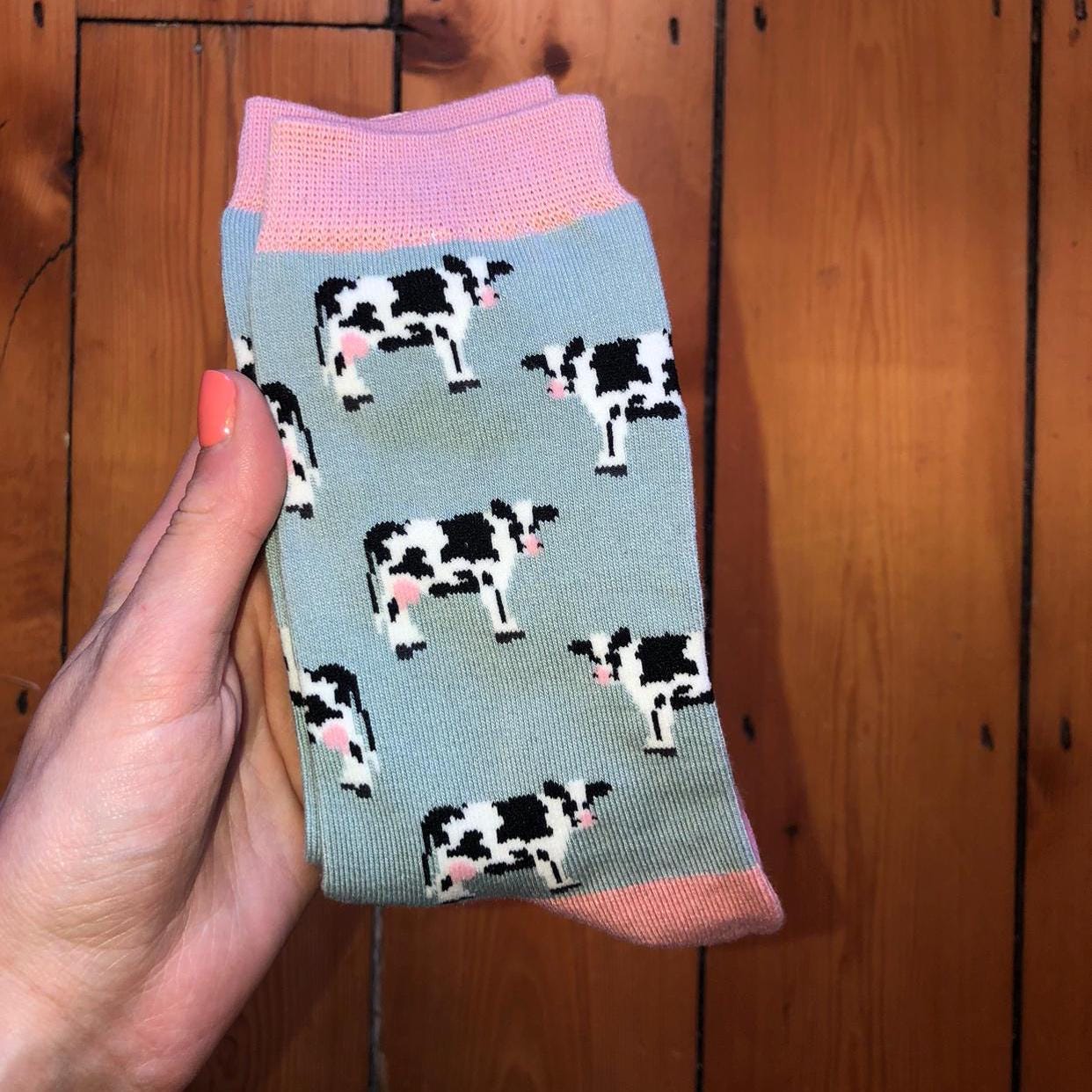 Cows Bamboo Socks Blue | size 4-7