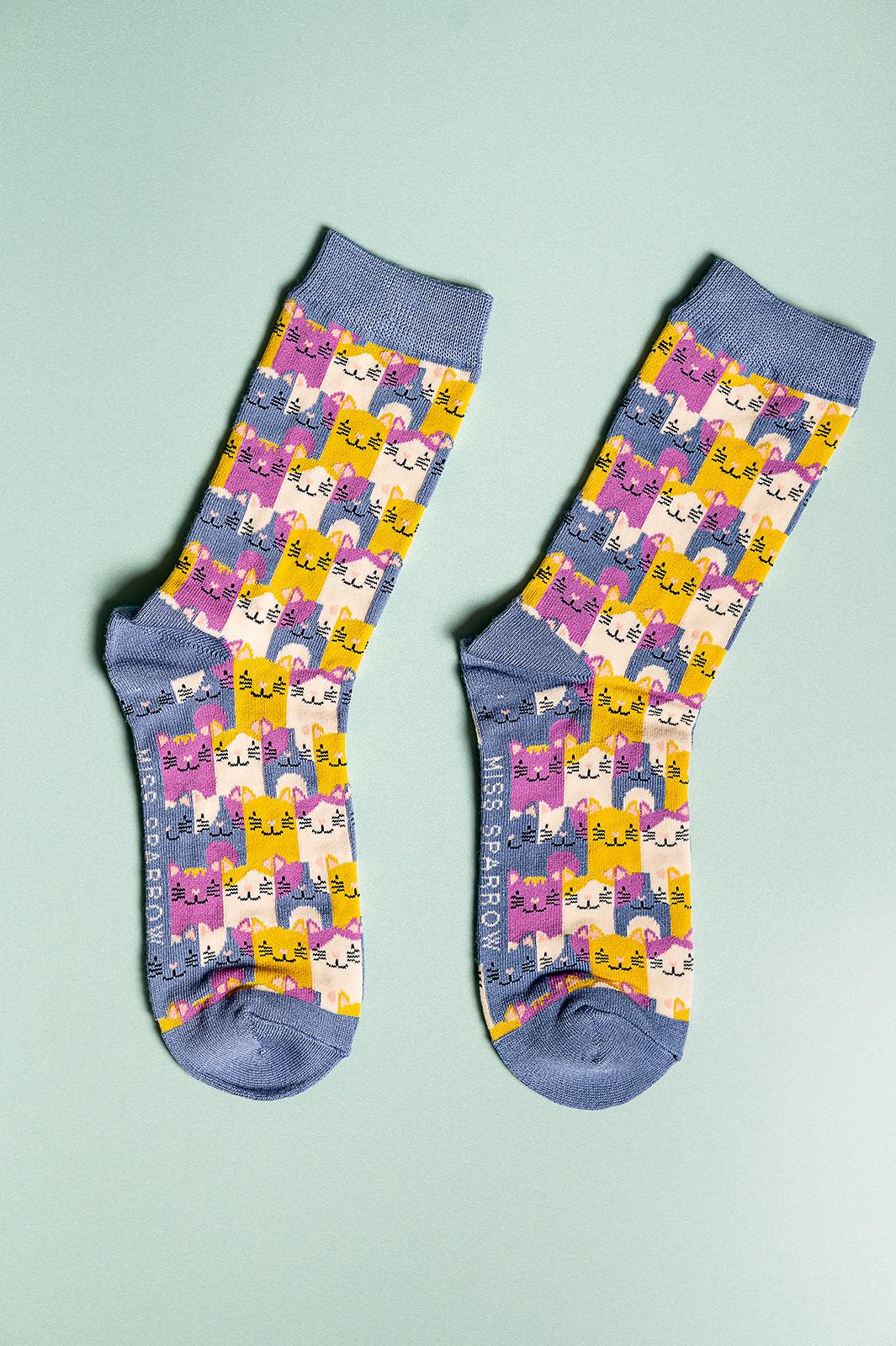 Ladies Cats Bamboo Socks Pink