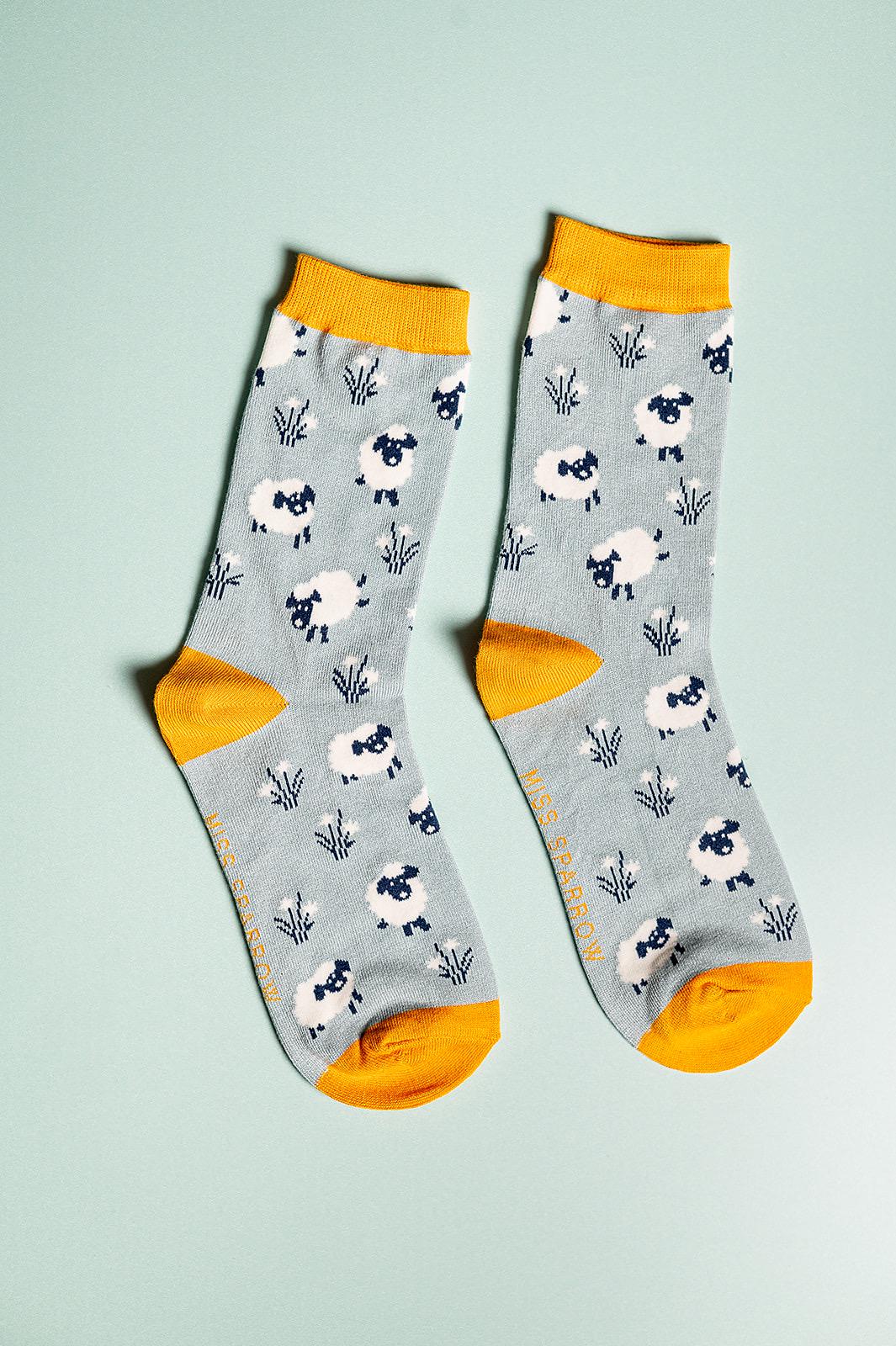 Sheep Bamboo Socks Blue | size 4-7