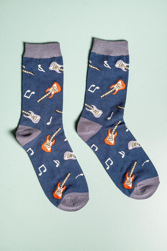 Guitar Mens Bamboo Socks Letterbox Giftset
