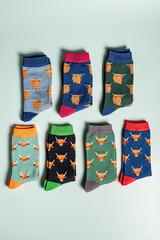 Men’s Highland Cow Bamboo Socks