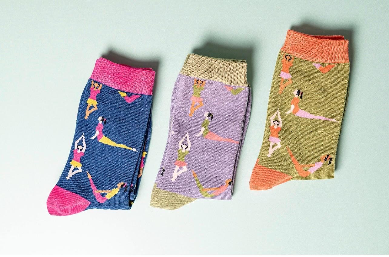 Yoga Bamboo Socks Letterbox Giftset: Ladies Size 4-7, Breathable & Sustainable