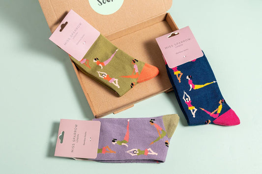 Yoga Bamboo Socks Letterbox Giftset: Ladies Size 4-7, Breathable & Sustainable