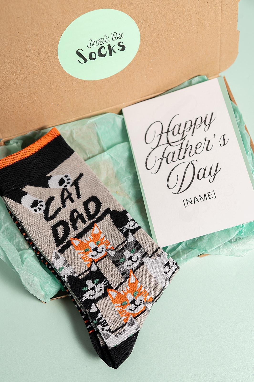 Cat Dad Bamboo Socks Letterbox Gift with Free Personalised Gift Card