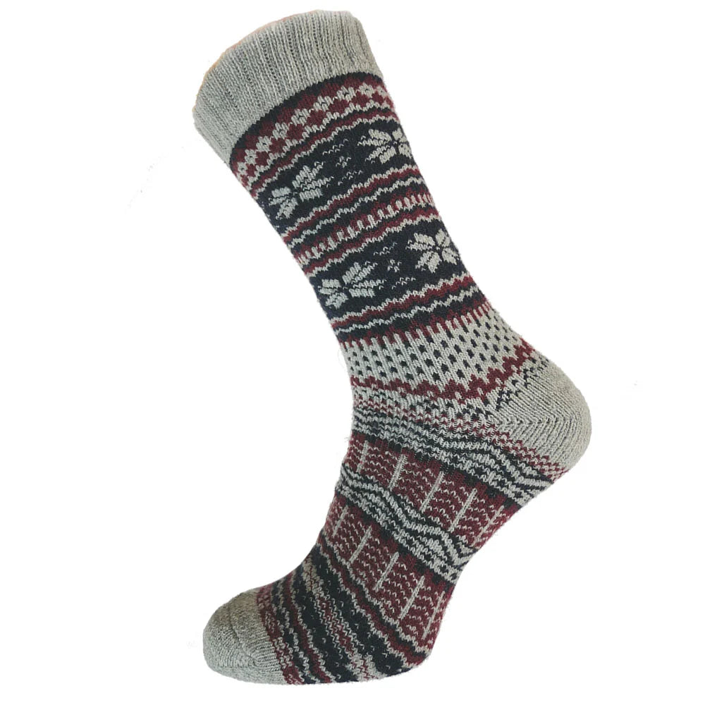 red and cream mens wool blend socks size