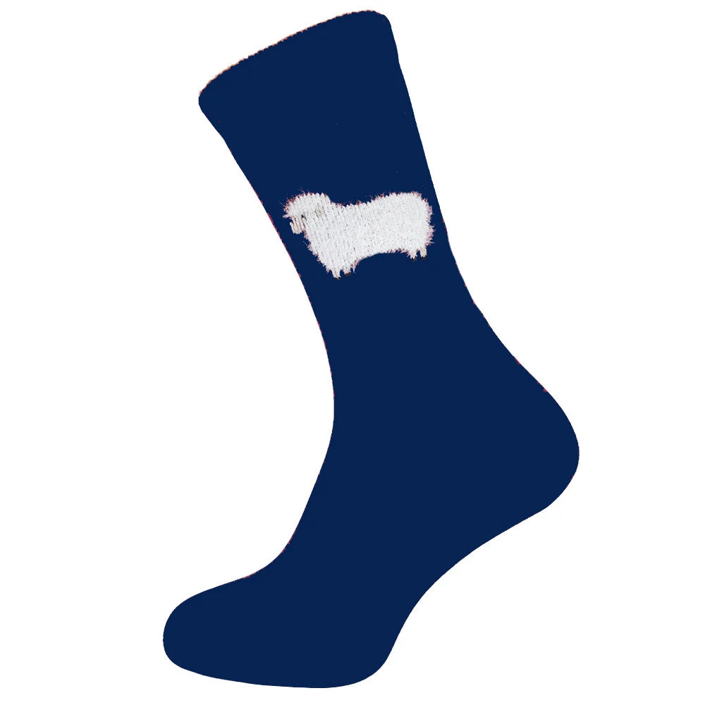 Dark Blue socks with fluffy sheep