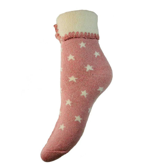 Pink with Cream stars cuff socks
