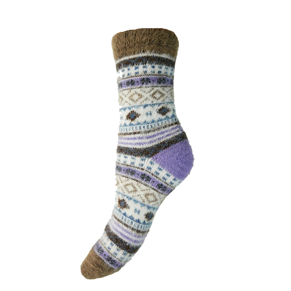 Purple and cream patterned Wool Blend socks