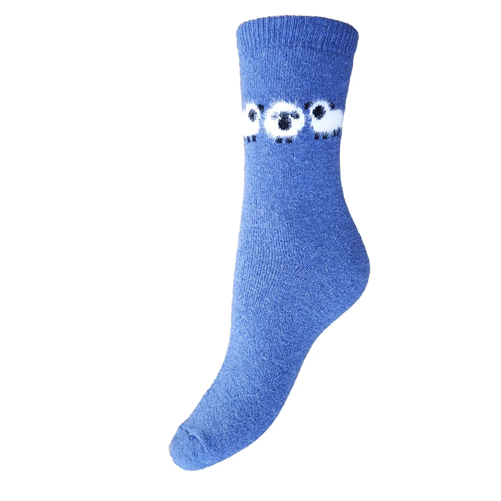 Blue Fluffy sheep wool blend socks
