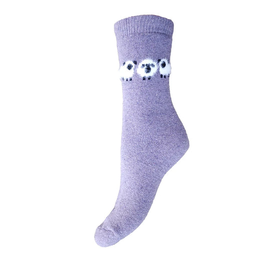 Purple Fluffy sheep wool blend socks